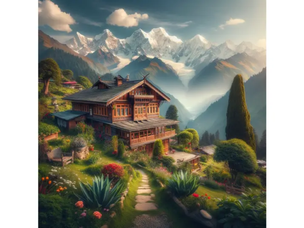 himalayan homestays with hills in the background